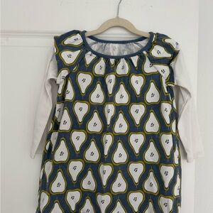 Tea Collection girls pear print pattern 100% cotton dress size 4 years